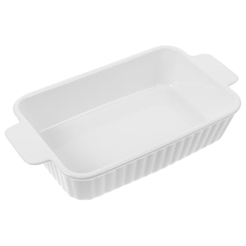 CALLARON Auflaufform 27 Oz Keramik-Backformen Für Den Ofen Großes Geprägtes Backblech Mit Griff Rechteckige Lasagneformen Tiefes Porzellan-Backgeschirr Weiß 9. 35 X 5. 19 X 2. 04 Zoll CALLARON Auflaufform 27 Oz Keramik-Backformen Für Den Ofen Großes Geprägtes Backblech Mit Griff Rechteckige Lasagneformen Tiefes Porzellan-Backgeschirr Weiß 9. 35 X 5. 19 X 2. 04 Zoll von CALLARON