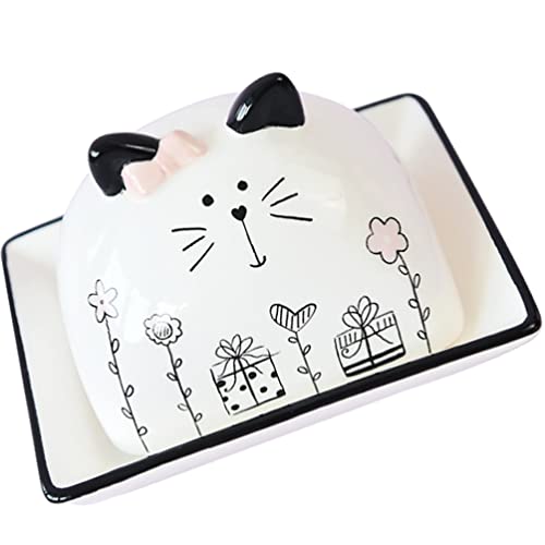 CALLARON Butterdose Luftdichter Butterbehälter Käseschachtel Brotteller Käsedose Mit Deckel Butterplatte Butter Keeper Butter-keeper-sparer Keramik Muschelschale Zähler Tortenschachtel von CALLARON