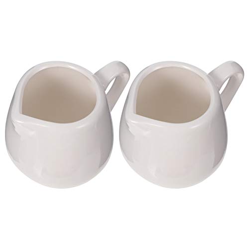 CALLARON Kännchen Milchkännchen Mini 25ml Milchkännchen Keramik 2 Milchkännchen Küche Saucenbecher Saucenkrüge -Saucenkrüge Sauciere Mini Milchkännchen Zuckerdose Set Milchkaennchen Keramik Weiss von CALLARON