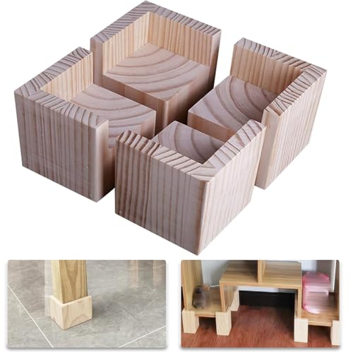4 Stück Möbelerhöhungen aus Holz, Bürobett Riser Möbel Hebefüße bis zu Bürotisch Bett (5 x 5 x 5 cm) von CALLOVE