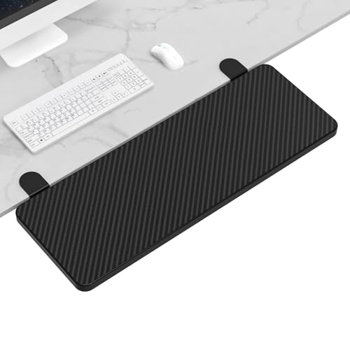 CALLOVE Ergonomische Schreibtisch-Erweiterungsplatte, 55 x 24 cm, durchbohrungssichere Klemme, klappbares Tablett für Tastatur, Handgelenkauflage, Ellenbogenstütze für von CALLOVE