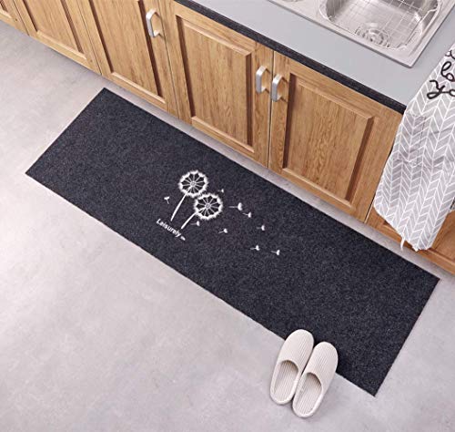 CALLOVE Fußmatte Türmatte Fußabtreter Eingangsmatte Matte Schmutzfangmatte Anti-Rutsch Türvorleger viele Motive wählbar Löwenzahn Home (Black, 40 x 120 cm) von CALLOVE