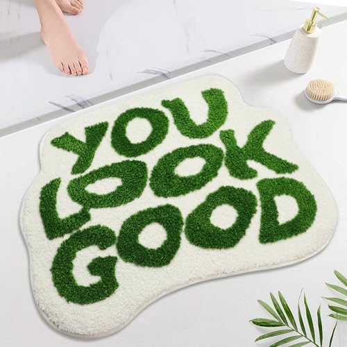 CALLOVE You Look Good Badematte TüRmatte Personalisiert Lustig Rug Absorbierende Badematte Waschbar Badezimmerteppich Antirutschmatte Badewanne 80x50cm, Grün CALLOVE You Look Good Badematte TüRmatte Personalisiert Lustig Rug Absorbierende Badematte Waschbar Badezimmerteppich Antirutschmatte Badewanne 80x50cm, Grün von CALLOVE