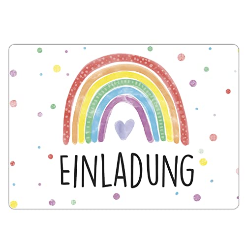 CALLUNA® 12 Einladungskarten zum Kindergeburtstag – Bunte Einladung zur Geburtstagsfeier – Geburtstagseinladungen – Partyeinladungen – Regenbogen von CALLUNA PRODUKTE MIT HERZ
