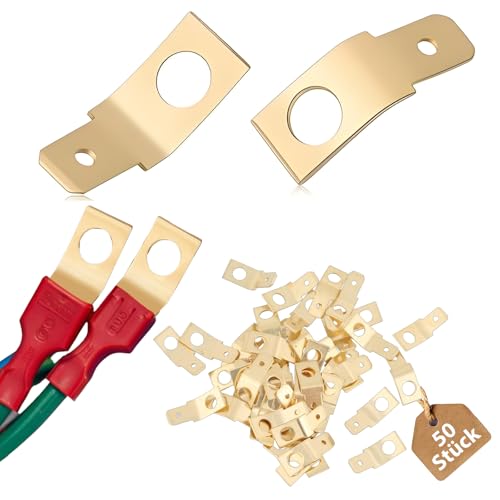 50 Stück Lötfreie Kabelverbinder,Kabelschuhe Flachstecker Kfz,M4-Flachstecker Messing,Kabelschuh,Non Insulated Wire Connectors,Steckverbinder für Elektrische Verbindungen Bei Booten Autos (gold) von CALLYSONIC