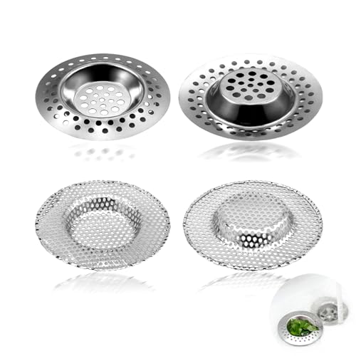 CALLYSONIC 2 Stück Abflusssieb Edelstahl, Löcher Sink Strainer, Abflusssieb Dusche Haare, Abfluss Sieb, Abflusssieb Waschbecken, Abflusssieb Badewanne, Haarsieb Waschbecken, Schnell Ablaufend von CALLYSONIC