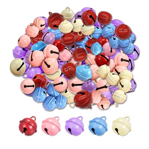 CALLYSONIC 22 mm Bastelglocken,25 Stück Kleine Glöckchen Zum Basteln,Schellen Glöckchen Weihnachten,Bunte Metallglöckchen für Festivaldekorationen,Schmuckherstellung,Hundehalsbänder von CALLYSONIC