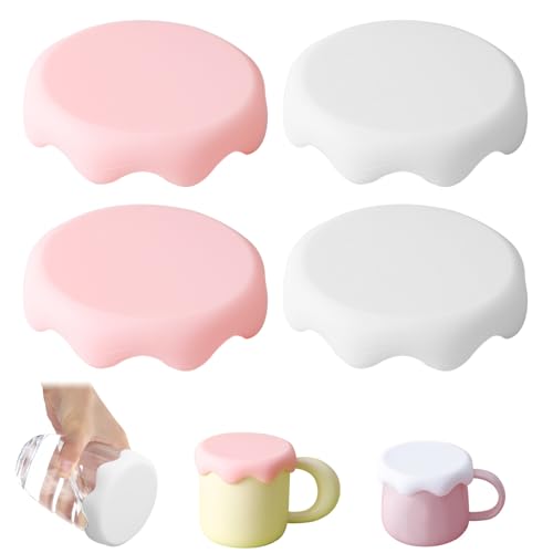 CALLYSONIC 4 Stück Silikon Deckel für Gläser, Wiederverwendbarer Dosendeckel, Innendurchmesser 9 cm Getränkedosen Verschluss, Anti Staub Silikondeckel für Gläser, Dosen, Trinkglas, Joghurtbecher von CALLYSONIC