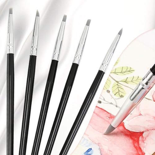 CALLYSONIC 5 Stücke Shaper Silikon-Stift Zum Formen, Gummipinsel, Silikonpinsel, Colour Shaper Silikon-Modellierpinsel, für zum Gravieren Prägen Hohlmodellieren Keramik Skulptur Malerei Nail Art von CALLYSONIC