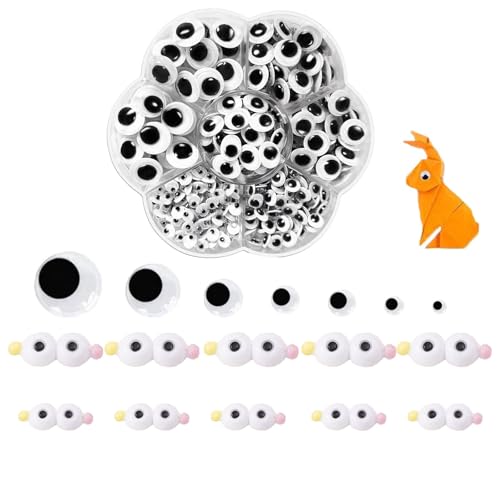 CALLYSONIC 710 Stücke Wackelaugen Selbstklebend, 7 Größen Runde Kulleraugen, Klebeaugen für DIY Handwerk Scrapbooking, Kunsthandwerk Puppe Zubehör, 4mm-12mm von CALLYSONIC