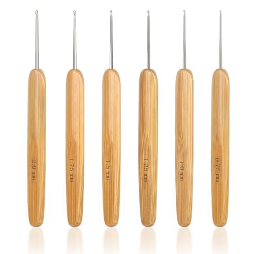 Häkelnadel Set 6 Stück, Häkelset für Anfänger, Häkelnadeln, Feine Häkelnadel, Tricken Nadeln Kit Haushalt Werkzeug (0.75mm、1.0mm、1.5mm、1.25mm、1.75mm、2.0mm) von CALLYSONIC