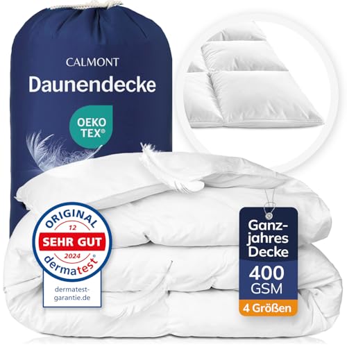 CALMONT - Daunen Bettdecke I Daunendecke 135x200 I 100% extra weiche Federn & Daunen | Fachärztlich geprüft für Allergiker | Oeko-Tex (135 x 200 cm, Ganzjahresdecke) von CALMONT