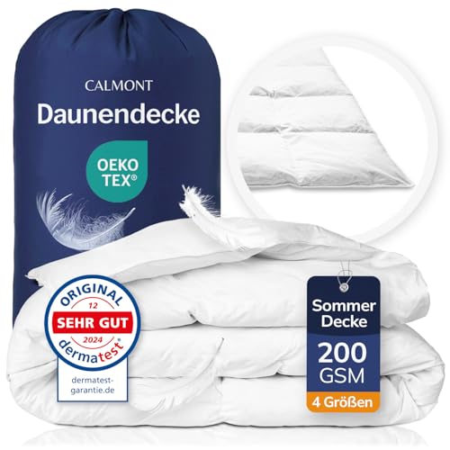 CALMONT - Daunen Bettdecke I Daunendecke 155x220 I 100% extra weiche Federn & Daunen | Fachärztlich geprüft für Allergiker | Oeko-Tex (155 x 220 cm, Leichte Sommerdecke) von CALMONT