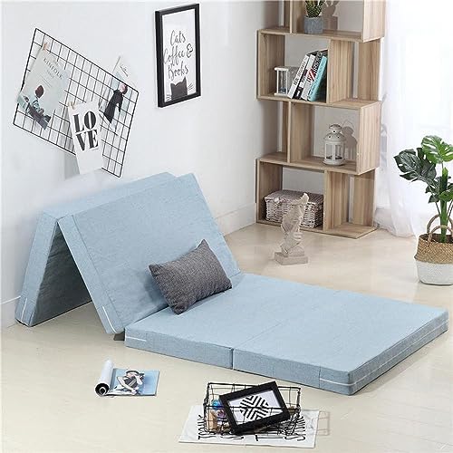 CALMR Gästematratze Klappmatratze Faltmatratze Reisematratze Gästebett Nickerchenmatte, Büro-Bodenmatte, Tatami-Vierfach-Schwammmatte, Denim blue-70 * 200 * 10CM von CALMR