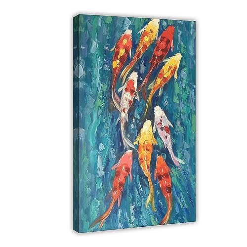 HD Art Poster Abstract Koi Fish Painting Leinwand Poster Schlafzimmer Dekor Sport Landschaft Büro Zimmer Dekoration Geschenk,Leinwand Poster Wand Kunst Dekor Drucken Bild Gemälde Für Wohnzimmer Schlaf von CALMR