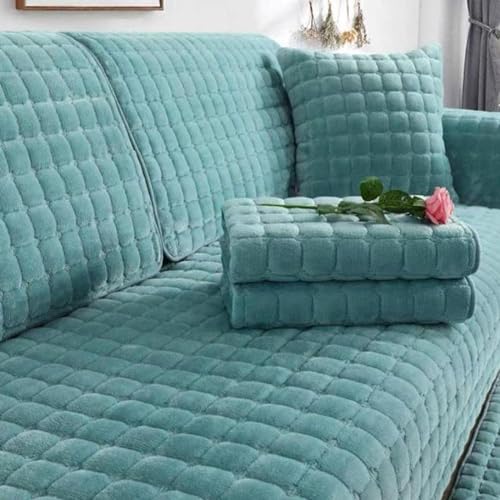 Samt Sofaschoner Sofabezug 1 2 3 4 Sitzer, L Form 1/2/3/4 Sitzer, Sofa Überzug SofaÜberwurf rutschfest Sofa Couch Sofaüberwürfe,Grün-110 * 160cm von CALMR