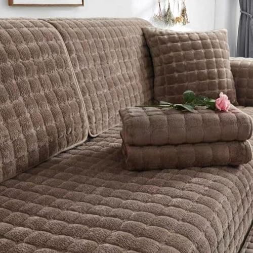 Samt Sofaschoner Sofabezug 1 2 3 4 Sitzer, L Form 1/2/3/4 Sitzer, Sofa Überzug SofaÜberwurf rutschfest Sofa Couch Sofaüberwürfe,Khaki-110 * 180cm von CALMR