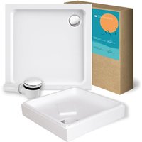 Calmwaters® Acryl-Brausewannen-Set Duschwanne mit Wannenträger und Excenter-Ablaufgarnitur 80 x 80 x 6,5 cm Weiß 99000116 von CALMWATERS