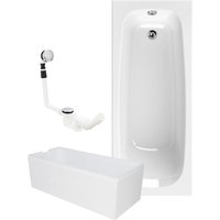 Calmwaters® Badewanne Komplettset 180x80 cm mit Wannenträger & Ablaufgarnitur, Set Acryl-Badewanne rechteckig, Original Rechteckbadewanne 180 x 80 von CALMWATERS
