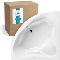 Calmwaters® Eckbadewanne 140x140 cm mit Sitz, Acrylwanne Original, Duo-Badewanne für zwei Personen, Sitzbadewanne, Maße 140 x 140 cm, Eck-Badewanne von CALMWATERS