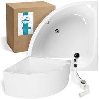 Calmwaters® Eckbadewanne Komplettset 120x120 cm mit Wannenträger & Ablaufgarnitur, Acrylwanne Modern Small 2, Duo-Badewanne für 2, Set Badewanne von CALMWATERS