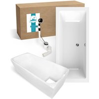 Calmwaters® Premium Badewanne Komplettset 180x80 cm mit Wannenträger & Ablaufgarnitur, Made in EU, Duobadewanne für 2, Set Acryl-Badewanne von CALMWATERS