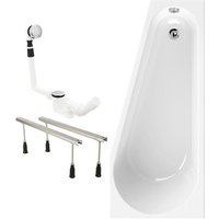 Calmwaters® Raumsparende Eckbadewanne 160x70 cm Essential Small, Made in EU, 3in1 Acryl-Badewanne mit Wannenfüßen & Ablaufgarnitur, platzsparende von CALMWATERS