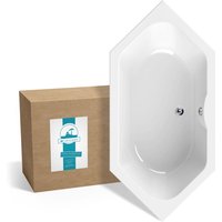 Calmwaters® Sechseck Badewanne 190x90 cm, Acrylwanne Exclusive, Duo-Badewanne für zwei Personen, Maße 190 x 90 cm, Duobadewanne als Sechseckwanne, von CALMWATERS