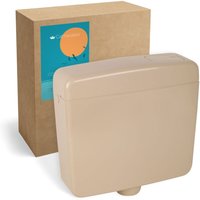 Calmwaters® Spülkasten Beige mit Spül-Stopp-Funktion, 6-9 Liter Spülmenge, Aufputzspülkasten WC schmal, flacher Spülkasten Elements, Aufputz-Montage, von CALMWATERS