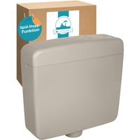 Calmwaters® Spülkasten Grau mit Spül-Stopp-Funktion, 6-9 Liter Spülmenge, Aufputzspülkasten WC schmal, flacher Spülkasten Elements, Aufputz-Montage, von CALMWATERS