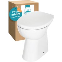 Calmwaters® Spülrandloses WC Komplettset Elements Wellness mit Toilettendeckel, erhöhtes Stand WC + 7 cm, abnehmbarer WC-Sitz mit Absenkautomatik & von CALMWATERS