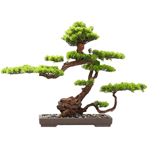 Künstlicher Bonsai-Baum Künstlicher Bonsai, einladende Kiefer, künstliche Topfpflanze, Schreibtisch-Display, 50,8 cm, künstliche Topfpflanze, dekorativer Bonsai Gefälschte Pflanze im Topf Künstliche P von CALQYSH