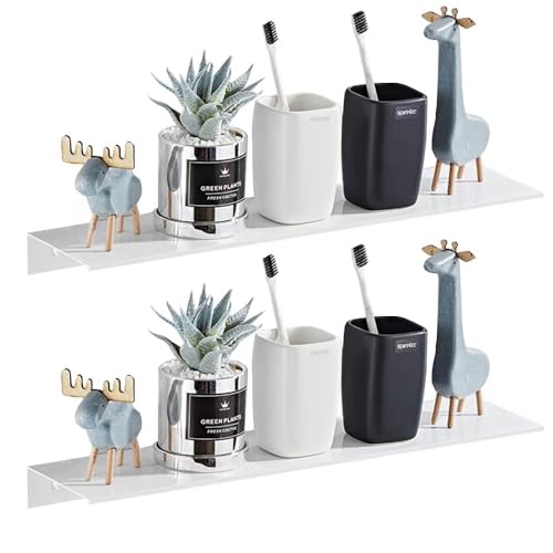 CALUCAB 2 Stück Selbstklebend Duschablage 30cm Duschkorb Badregal ohne Bohren Wand montiert weißen Raum Aluminium Badezimmer Regal Organizer (40CM) von CALUCAB