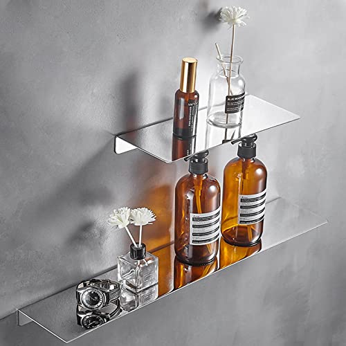 CALUCAB Edelstahl Duschablage Wand montiert Duschkorb Duschregal Badregal ohne Bohren einfachen Stil Küche Badezimmer Regal Organisator für Haus (Silber) von CALUCAB