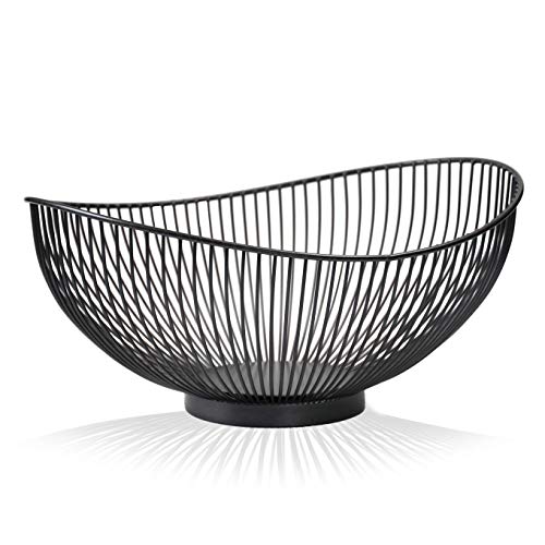 CALUTEA Moderne Obstschale // Metall // Stahlgrau - Schwarz // dekorativer Designer Obstkorb von CALUTEA