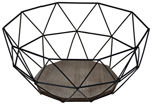 CALUTEA Moderner Obstkorb - Metall Schwarz Holz Design Braun - 26,5x25xH12 cm CALUTEA Moderner Obstkorb - Metall Schwarz Holz Design Braun - 26,5x25xH12 cm von CALUTEA