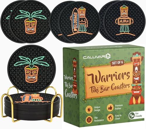 Tiki Bar Warrior Untersetzer 6er Set mit Halter Tiki Bar Warrior Untersetzer 6er Set mit Halter von CALUVAR