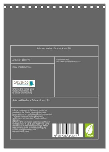 Adorned Nudes - Schmuck und Akt (Tischkalender 2026 DIN A5 hoch), CALVENDO Monatskalender: Eleganter Aktkalender von sinnlichen Frauen, der das Thema Akt und Schmuck verbindet. (CALVENDO Erotik) von CALVENDO