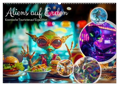 Aliens auf Erden - Kosmische Touristen auf Expedition (Wandkalender 2026 DIN A2 quer), CALVENDO Monatskalender: UFOs und Ferien auf der Erde (CALVENDO Menschen) von CALVENDO