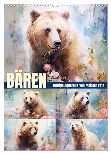 Bären. Duftige Aquarelle von Meister Petz (Wandkalender 2024 DIN A3 hoch), CALVENDO Monatskalender: Schöne Illustrationen von kraftvollen Teddys (CALVENDO Tiere) von CALVENDO
