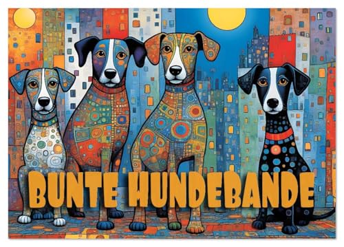 Bunte Hundebande (Tischkalender 2026 DIN A5 quer), CALVENDO Monatskalender: Herrlich verrückte Bilder von Hunden, wo kein Schwanz gerade und kein Fell einfarbig ist! (CALVENDO Kunst) von CALVENDO