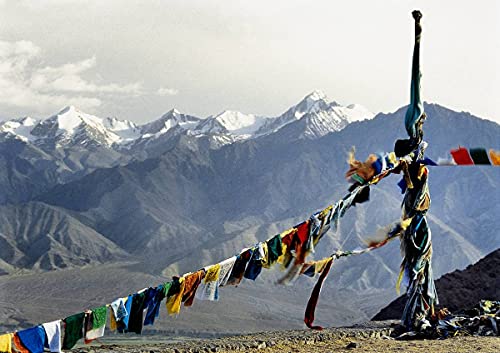 CALVENDO Gebetsfahnen vor dem Himalaya, Poster DIN A3 quer, Bilder, Kunstdruck, Wandbild, Wanddeko, Prints ohne Rahmen von CALVENDO