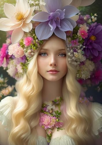CALVENDO Poster 29,7 x 42,0 cm Hochformat Zarte Blondine mit einem Kopfschmuck aus lila weißen Blüten | Bilder, Kunstdruck, Wandbild, Wanddeko, Prints ohne Rahmen CALVENDO Poster 29,7 x 42,0 cm Hochformat Zarte Blondine mit einem Kopfschmuck aus lila weißen Blüten | Bilder, Kunstdruck, Wandbild, Wanddeko, Prints ohne Rahmen von CALVENDO