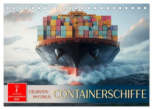 Containerschiffe - Giganten im Fokus (Tischkalender 2026 DIN A5 quer), CALVENDO Monatskalender: Seefracht-Giganten der Meere in Szene gesetzt. (CALVENDO Technologie) von CALVENDO
