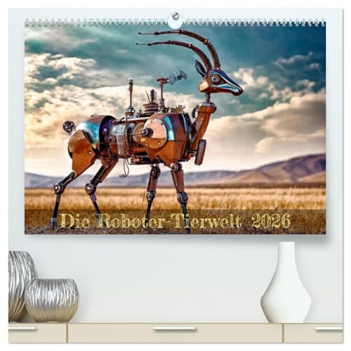 Die Roboter-Tierwelt (hochwertiger Premium Wandkalender 2026 DIN A2 quer), Kunstdruck in Hochglanz: Tierwelt aus Blech und Schrauben (CALVENDO Spass) von CALVENDO