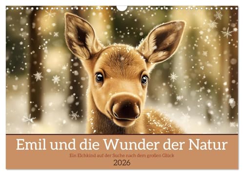 Emil und die Wunder der Natur (Wandkalender 2026 DIN A3 quer), CALVENDO Monatskalender: Ein Elchkind auf der Suche nach dem Glück von CALVENDO