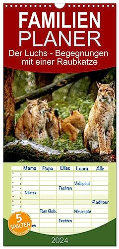 Familienplaner 2024 - Der Luchs - Begegnungen mit einer Raubkatze mit 5 Spalten (Wandkalender, 21 cm x 45 cm) CALVENDO: Unterwegs im Wildpark Alte Fasanerie in Hanau (CALVENDO Tiere) von CALVENDO
