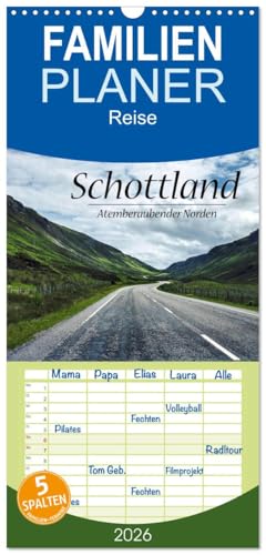 Familienplaner 2026 - Schottland, Atemberaubender Norden mit 5 Spalten (Wandkalender, 21 cm x 45 cm), CALVENDO: Überwältigende Landschaftsaufnahmen aus Schottlands hohem Norden (CALVENDO Natur) von CALVENDO