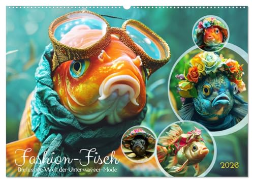 Fashion-Fisch. Die lustige Welt der Unterwasser-Mode (Wandkalender 2026 DIN A2 quer), CALVENDO Monatskalender: Modischer Stil und Humor in Teich und Aquarium (CALVENDO Tiere) von CALVENDO