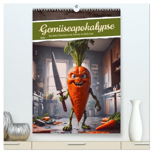 Gemüseapokalypse - Iss dein Gemüse auf, bevor es dich isst (hochwertiger Premium Wandkalender 2026 DIN A2 hoch), Kunstdruck in Hochglanz: In diesen ... und die Erde heimsuchen. (CALVENDO Lifestyle) von CALVENDO